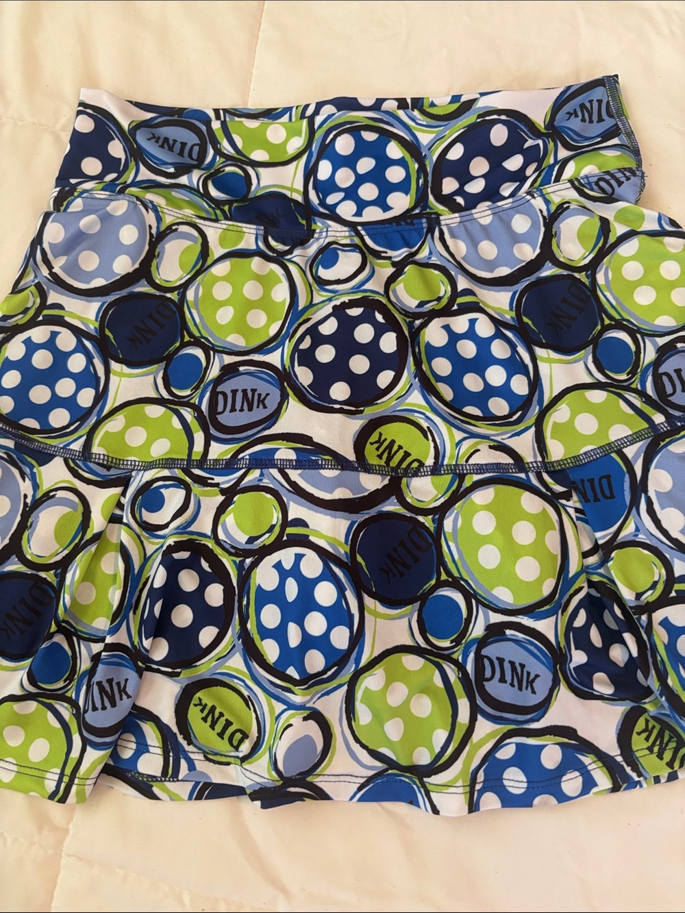 Bella Bella Sports Dink Polka Dot Circle Print Skirt in Blue, Navy, Green, White